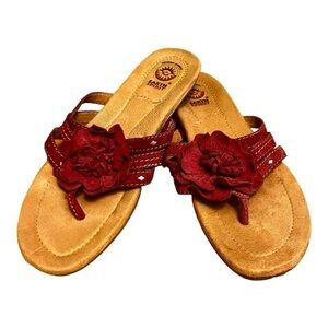 Earth Spirit Gelron 2000 Comfort Leather Thong Style Sandals in Pink and Tan